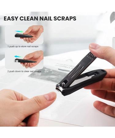 Precision Nail Clippers with Nail Catcher - Black Stainless Steel Manicure Tools - Buy Online on GoSupps.com