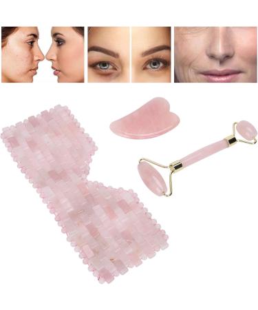 Ververt Touch Facial Massage Roller Set - Handmade Rose Quartz & Jade Eye Cushion Scraper for Radiant Skin - Buy Online on GoSupps.com