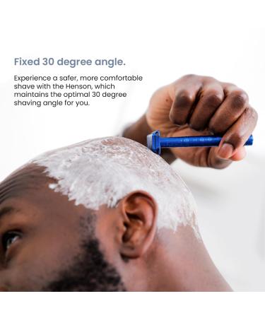 Henson Shaving Razor - Steel Blue Double Edge Safety Razor | 5 Spare Blades & 30 Precision | Reusable for Men & Women - Buy Online on GoSupps.com