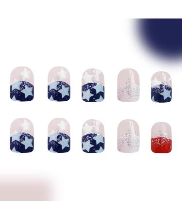 Krujecnt 4th Of July Press On Nails - Flag Design Full Nails Flag Design Full Nails Short Square Flag Fake Nails - Buy Online on GoSupps.com