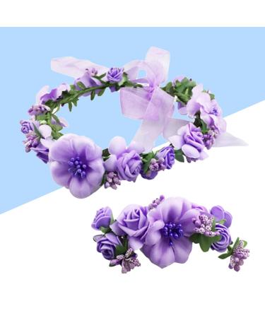 Crown Headbands & Flower Wreath Garlands | purple Hair Wreath & Bracelet for Wedding & Festival | International Shipping - Buy Online on GoSupps.com