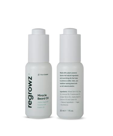 Regrowz Huile de barbe pour homme 30 ml S rum nourrissant de croissance de barbe aux huiles de noix de coco et de jojoba Hydrate adoucit et soulage les d mangeaisons de la barbe Favorise une 30 ml (Lot de 1)