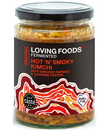 Loving Foods *Organic & Made in the UK* Hot 'n' Smoky Kimchi (475g) Raw Unpasteurised & Bursting with Beneficial Live Bacteria (1 x Jar)