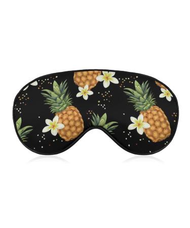 Sleeping Mask Summer Pineapples Floral Soft Eye Mask with Adjustable Strap Juicy Tropical Flowers Comfortable Blindfold Eyeshade for Night Sleep