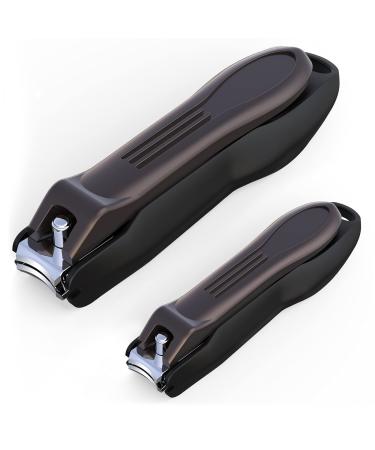 GLAMFIELDS Nail Clipper with Catcher No Splash Fingernail Toenail Clipper Stainless Steel Nail Cutter Nail Trimmer Good Gift for Men and Women (MF-Large/Small)