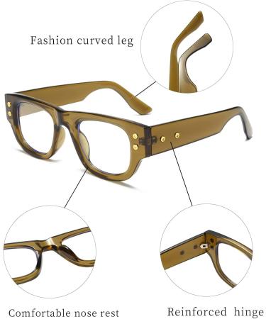 Buy LJCZKA Retro Thick Square Glasses | Blue Light Blocking Eyewear for Men & Women | Stylish Anti-Glare Eyeglasses in Green - International Shipping Available - Buy Online on GoSupps.com
