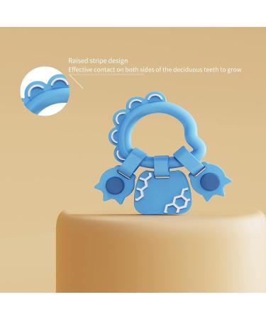 Viyuse Dinosaur Teething Toy Ring Set - Silicone Teether Rings for Babies - Blue Pacifier Clip Included - Buy Online on GoSupps.com