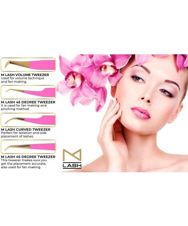 MLASH Set of 4 Diamond Grip NANO Fiber Tip Tweezers - Classic & Volume Eyelash Extensions - Japanese Steel (Black) - Buy Online on GoSupps.com