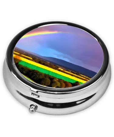 Evening Rainbow Round Pill Box - 3 Compartment Travel Organizer for Medications | Portable Pill Storage Solution - Buy Online on GoSupps.com