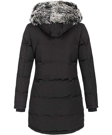 Women's Windproof War Coat - Gray & Black Long Parka with Synthetic Fur Hood | 5XL - Stylish Winter Jacket for Outdoor Adventures - Buy Online on GoSupps.com