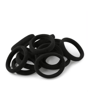 XIMA 60pcs Nylon Elastic Hair Ties Hair Ties Bands Rope No Crease Elastic Fabric Large Stretch Ponytail Holders (60pcs-Black(HT007-20))