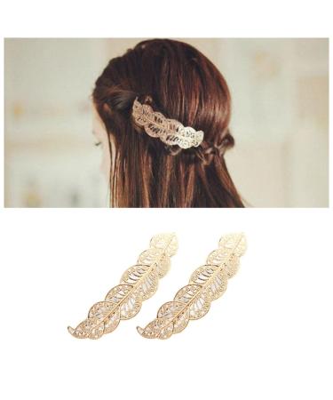 Yheakne Boho Leaf Hair Clip Metal Leaf Hair Clips Hair Clip Gold Vintage Hair Clips Pins Decorative Bobby Pin Alloy Minimalist Hair Accessories for Women and Girls Gifts (Gold)