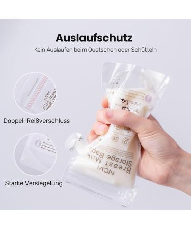 NCVI Breast Milk Storage Bags - 60 Pack 200ml BPA-Free Double Sealed with Temperature Recognition - Ideal for Breastfeeding - Buy Online on GoSupps.com