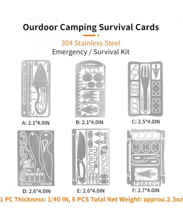 PSKOOK 12 Pcs Survival Multitool Card Kit - Emergency Camping EDC Gear for Outdoor Hunting, Fishing, Hiking - Buy Online on GoSupps.com