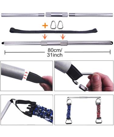 Buy 31" Aluminum Alloy Pilates Bar with Rubber Resistance Bands - Full Body Workout Gym Equipment | International Shipping | Dinosaur Doodle - Buy Online on GoSupps.com