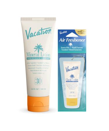 Vacation Mineral Lotion SPF 30 Sunscreen - Premium Zinc Sunscreen For Sensitive Skin - Mineral Sunscreen - Mineral Based Sunscreen - Hydrating  Lightweight  and Dermatologist Tested