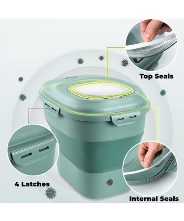 Foldable 30lb Capacity Dog Food Storage Container with Scoop Lid - Airtight Large Plastic Bin for Pet Food, Cat Food, Fish Food, Bird Seed - 50lb Grain and Rice Holder - Green - Buy Online on GoSupps.com