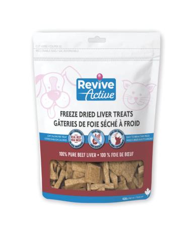 Revive Active Freeze Dried Beef Liver Treats for Dogs and Cats 420gr- Nutritious Pure and All Nutritive Low Calorie Per Treat Great for Training Easy to Break in Pieces 420 g (Pack of 1)