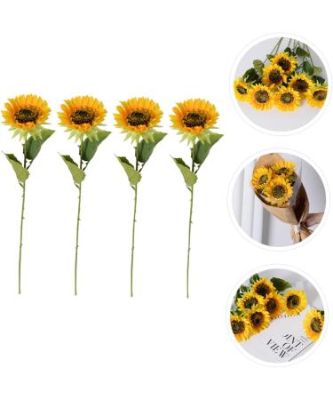 Zerodeko 4pcs Simulated Sunflower Wedding Decorations for Ceremony House Decorations for Home Sunflower Party Supplies Artificial Flower Bouquet Wedding D cor Silk Flower Props Household - Buy Online on GoSupps.com