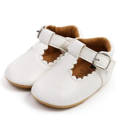Baby First Walking Shoes | Anti-Slip Oxford Loafer Flats | Infant Toddler PU Leather | 0-6 Months | White - Buy Online on GoSupps.com
