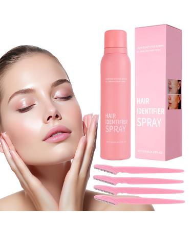 Hair Identifier Spray for Face Shaving: Dermaplane Spray and Razor Set - Identifying Fine Hair Peach Fuzz and Moisturizing Skin Before Dermaplaning 4.23 Fl Oz