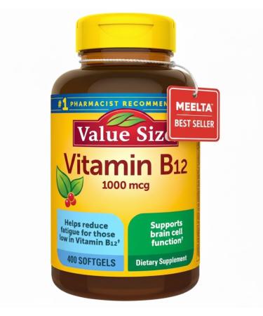 MEELTA Nature Vitamin B12 1000 mcg Energy and Metabolism Dietary Supplement 400 Softgels (Pack of 1) (Pack of 1) + Exclusive Tag