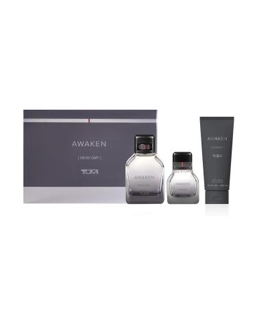 TUMI AWAKEN 08:00 GMT Gift Set - Refreshing Cologne & Body Wash for Men - 3.4 oz & 1.0 oz Eau de Parfum 6.7 oz Body Wash