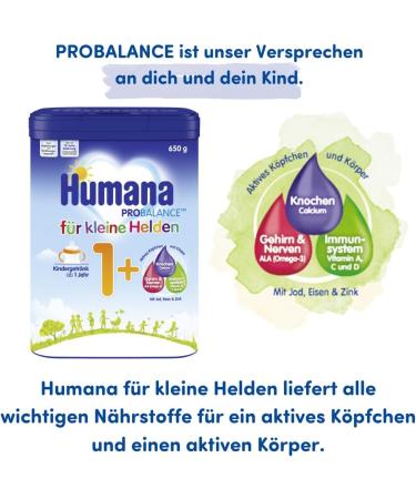 Humana Children's Milk Powder 1+ | Nutrient-Rich Drink for Toddlers | 650g - Perfect for Meals or Occasional Use - Buy Online on GoSupps.com