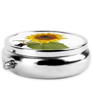 Bloom Sunflower Mini Round Pill Box | 3 Compartment Portable Pill Organizer for Travel Home & Office - Buy Online on GoSupps.com