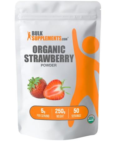 BulkSupplements.com Organic Strawberry Powder - Strawberry Powder Supplement Strawberry Powder Organic - No Sugar Added & Gluten Free 5g per Serving 250g (8.8 oz) (Pack of 1) 8.81 Ounce (Pack of 1)
