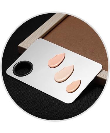 Makeup Palette and Spatula Set 6''x4'' Stainless Steel Make-up Palette Cosmetic Artist Blending Palette Nail-art Color Mixing Palette for Mixing Foundation (Silver) - Buy Online on GoSupps.com