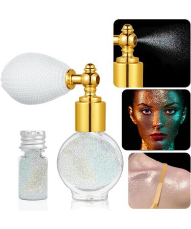 AOOWU Glitter Powder Spray Shiny Body Glitter Spray for Women Highlighter Loose Powder Spray Shimmer Sparkle Pearl Powder Makeup Spray for Body Hair Face and Clothing Colorful Silver - Buy Online on GoSupps.com