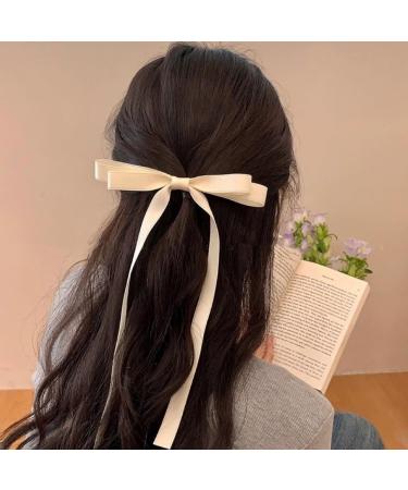 hgnxa Ribbon w Hair Clips for Women Girl Teens Kid Tassels Ribbon wknot Hair Clips with Long Tail Women Hair Accessories Black bow ribbon - Buy Online on GoSupps.com
