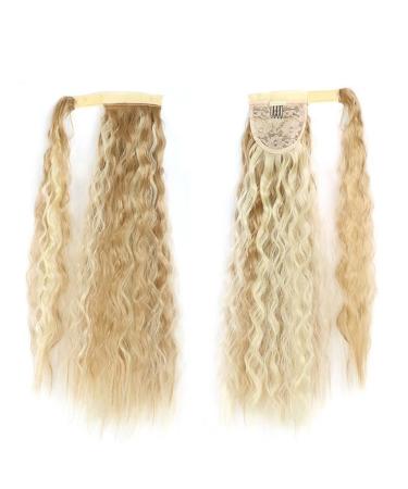 Ponytail Extensions 22inch Wrap On Clip Hair Extensions Pony Tail Synthetic Corn Wavy Long Ponytail for Women Hairpiece for Women(Color:18H613) 22inches 18H613