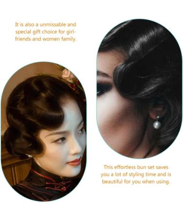 FRCOLOR vintage wavy wig hair extension wig extensions hair tie womens wigs hair buns women wigs curly hair wig wrap around hair extension Miss hair accessories High temperature wire wave 25X4CM Black - Buy Online on GoSupps.com