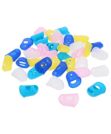 Veemoon 40 Pcs Silicone Finger Cots Finger Stalls Finger Acoustic Guitar Pads Fingertip Nonslip Finger Sleeves Comfortable Fingertip Caps Heel Ukulele Hat Assorted Color 2.90X1.90X1.90CM