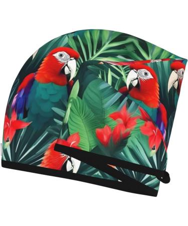 Tropical Flower Parrot Coral Velvet Dry Hair Cap Ideal for Home Travel Pool Parties & Beaches | Shop Now - Buy Online on GoSupps.com
