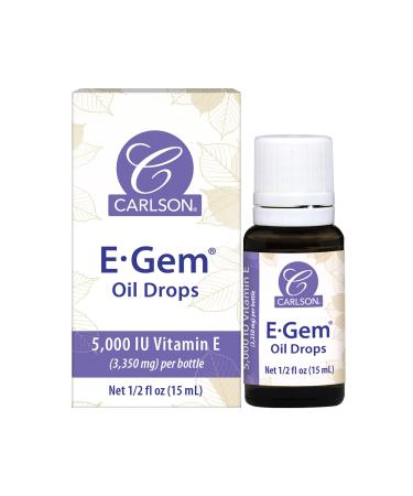 Carlson - E-Gem Oil Drops 5000 IU Vitamin E Moisturizes & Nourishes Skin Skin & Bath Oil 0.5 Fl Oz (Pack of 1)