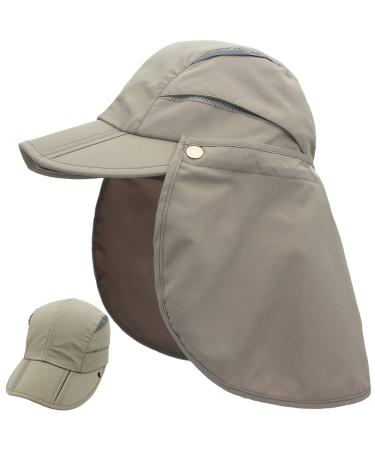 Huakunda Hat with Neck Protection Removable Multipurpose Summer Sun Hat Sun Protection Breathable Quick Dry UV Protection L light grey