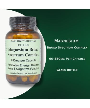 Magnesium Complex | Broad Spectrum Extract | 850mg per Capsule | Magnesium Taurate | Magnesium Glycinate | 60 Vegan Capsules | Stearate-Free, Additive-Free, Glass Bottled - Buy Online on GoSupps.com