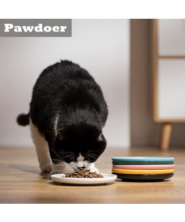 Pawdoer Ceramic Shallow Cat Dish 3 Pack - Whisker Fatigue Free Bowls for Short Legged Munchkin Cats in Blue, Yellow, and Pink - Buy Online on GoSupps.com