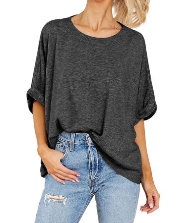 Dark Grey Oversized Women's Summer Tee - Casual Loose Fit Short Sleeve T-Shirt - Buy Online on GoSupps.com