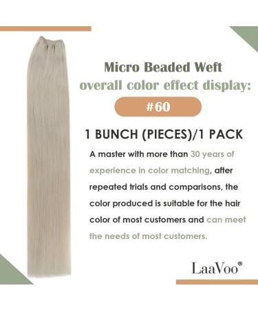 LAAVOO Blonde Micro Link Extensions - 50g Real Remy Human Hair 45cm Platinum Blonde #60 Invisible Micro Bead Hair Extensions - Buy Online on GoSupps.com