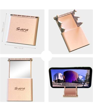 SARA Travel Magnifying Makeup Mirror with Dimmable LED Light - 10X Magnification, Rechargeable, Portable Pocket Stand - Ideal for Makeup Storage, Bedroom, Hotel, Cruise - Rose - Buy Online on GoSupps.com