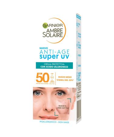 Garnier Ambre Solaire Anti-Age Super-UV protection face cream for sensitive skin SPSF 50 quickly retracting with hyaluronic acid 50 ml anti-age protection - Buy Online on GoSupps.com
