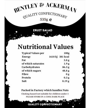 Fruit Salad & Black Jacks (535g) original Classic British Sweets Combo in a Gift Jar By Bentley & Ackerman's Sweet Shop. - Buy Online on GoSupps.com