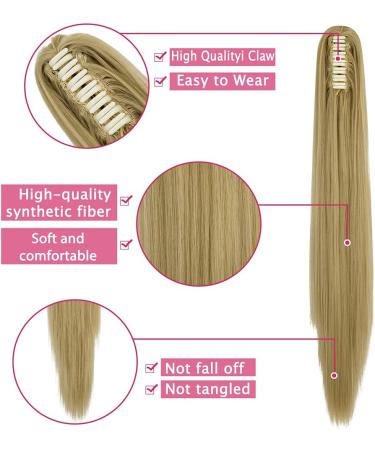 21 Inch Long Straight Ponytail Extension Jaw/Claw Clip in Ponytail Hair Extension Synthetic Hairpiece for Women (Ash Blonde) 21 Inch Ash Blonde - Buy Online on GoSupps.com
