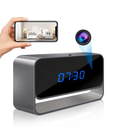 TZZH Hidden Camera Clock, Full HD 1080P WiFi Spy Camera Wireless Remote Camera Clock with Night Vision and Motion Detection Alert, Nanny Cam Surveillance for Home Office Security