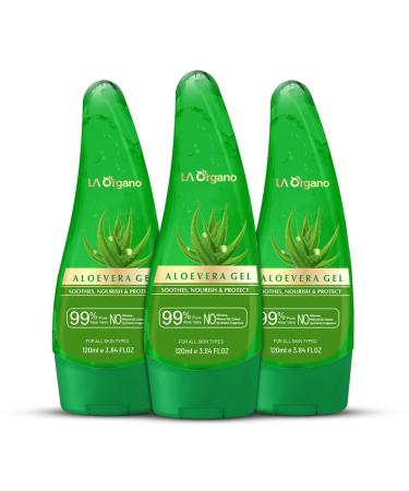 LA Organo Multipurpose Aloe Vera Gel For Face Glow Skin Mositurizer and Hair Growth (Paraben & Sulphate Free) 120 ml (Pack of 3)
