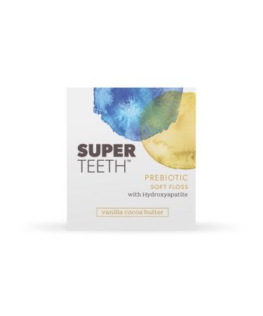 SuperTeeth Prebiotic Soft Floss with Hydroxyapatite | Expanding Dental Floss | for Adults and Kids | Oral Health | Plaque Removal | Xylitol | Vanilla Cocoa Butter | Teflon-Free | 30 Yards in 1 Spool
